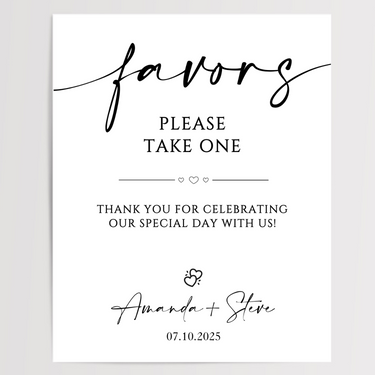 Favors Please Take One Printed Wedding Signs